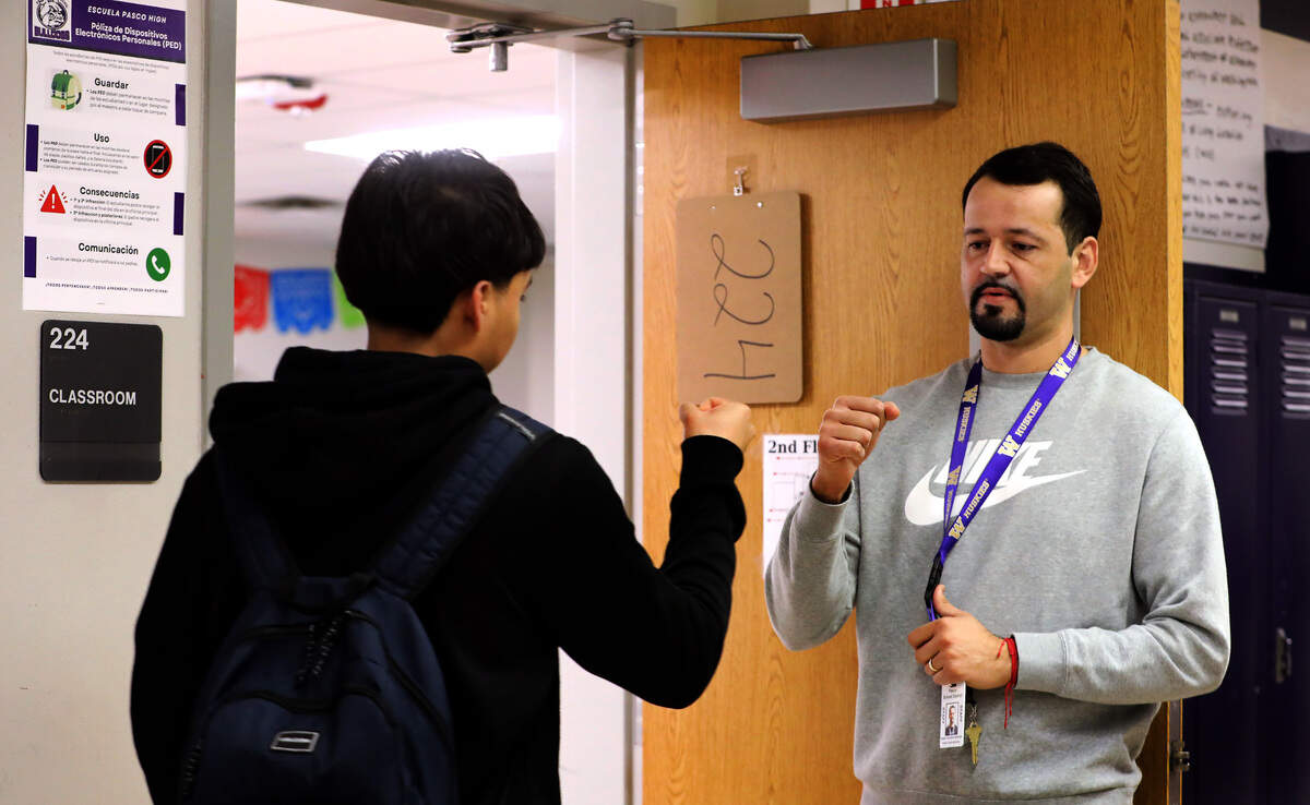 Pasco High teacher Fabian Mendoza Valencia believes education often starts with a little trust and personal connection. It’s also a reason why he and other educators are leading by example when it comes to new restrictions on cellphone use in classrooms.