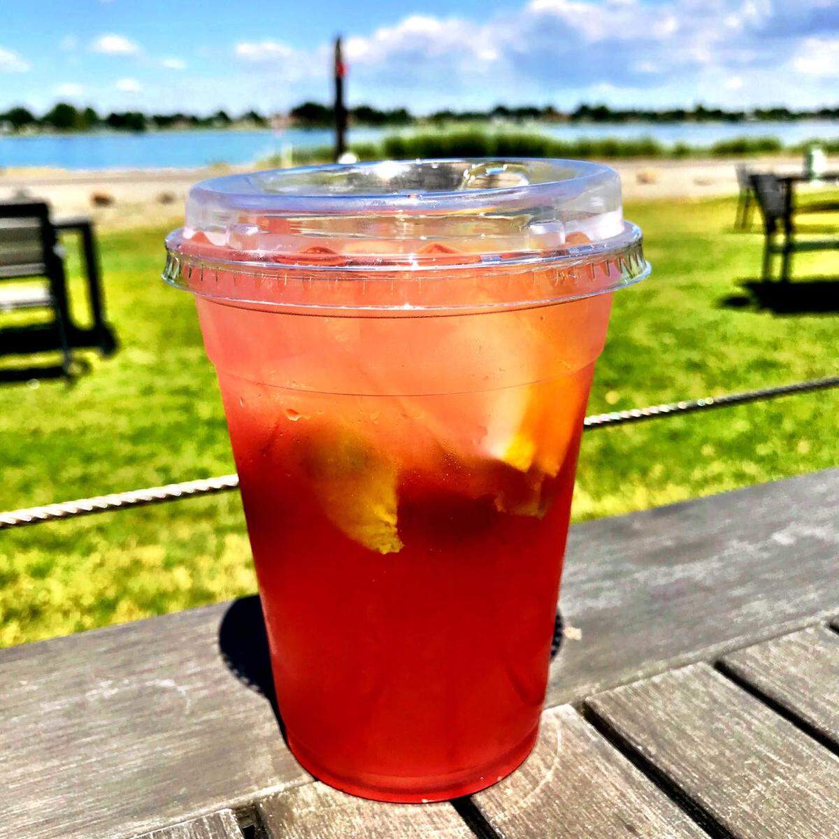 Sip a huckleberry mint lemonade from Bite at the Landing at Columbia Park Golf Tri-Plex in Kennewick.