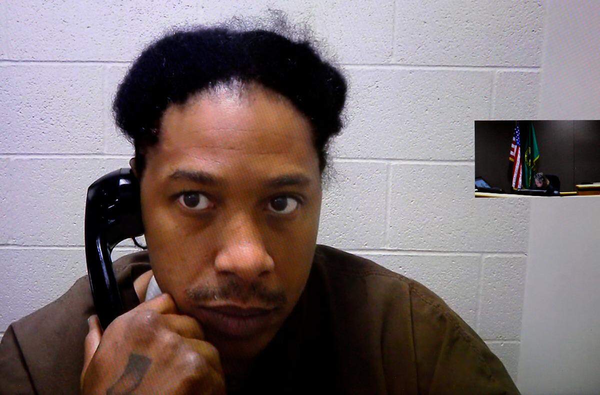 Antoine R. Surge, 43, appeared in 2023 via video link in Benton County Superior Court for the murder of Edree D’Love Thompson.