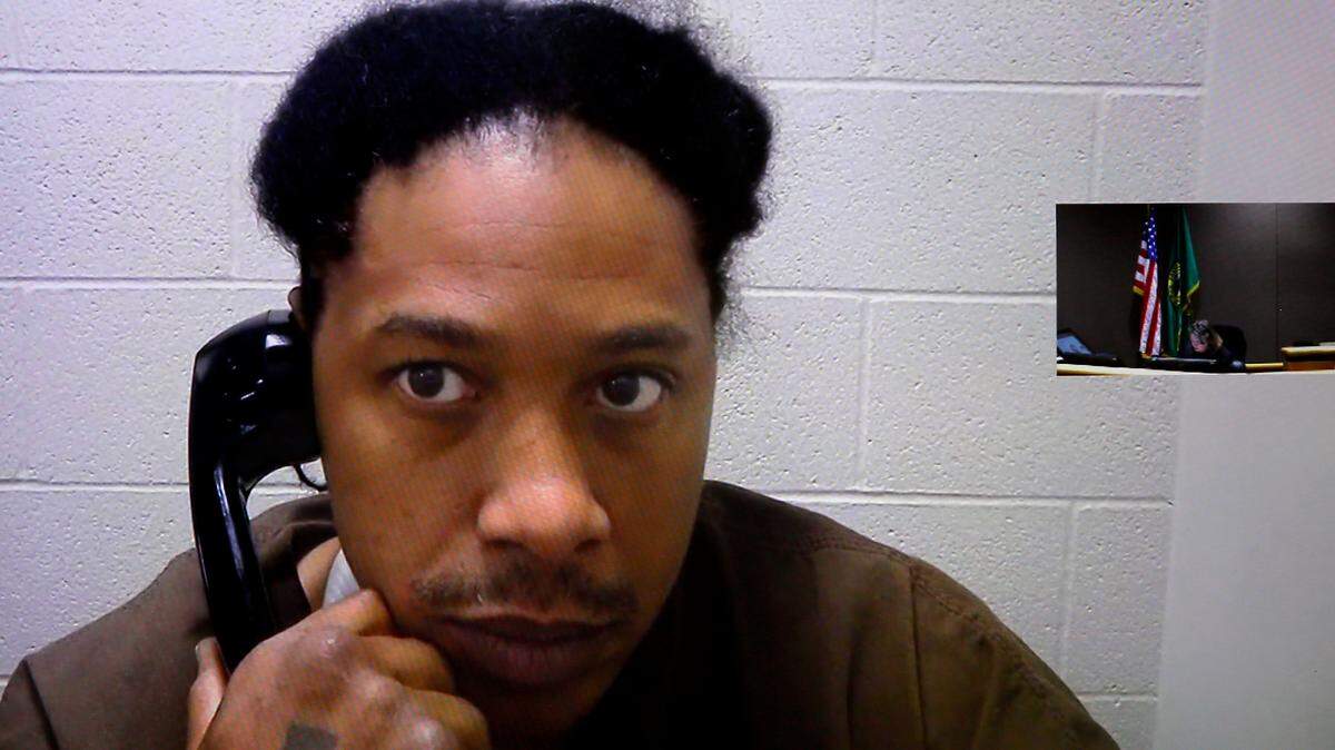 Antoine R. Surge, 43, appeared in 2023 via video link in Benton County Superior Court for the murder of Edree D’Love Thompson.