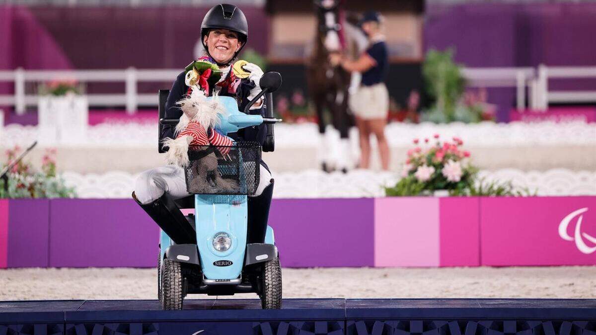 Roxanne Trunnell of Richland won the grade I dressage individual test with her 9-year-old horse, Dolton, at the Paralympic Games Tokyo 2020 on Friday. Trunnell, who won with 81.464 percent, is the first U.S. woman in 25 years to win gold in an equestrian event.