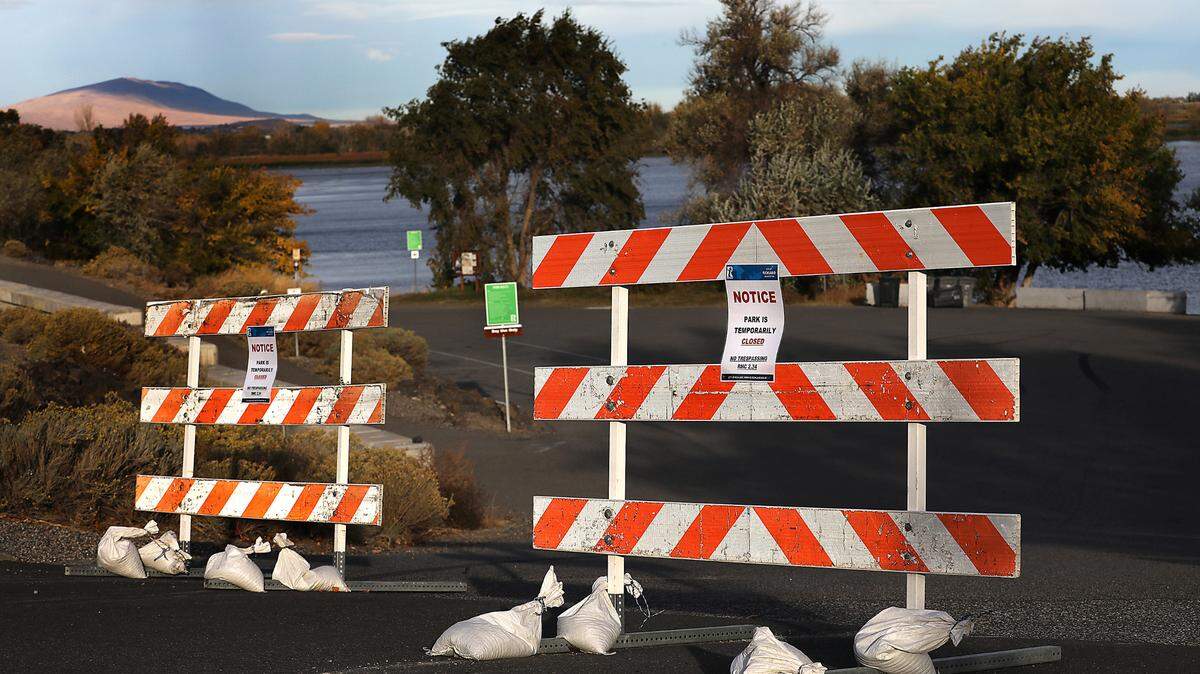 Richland placed barricades at the parking lot for the Mud Hole area Wye Park after temporarily closing the park last October.
