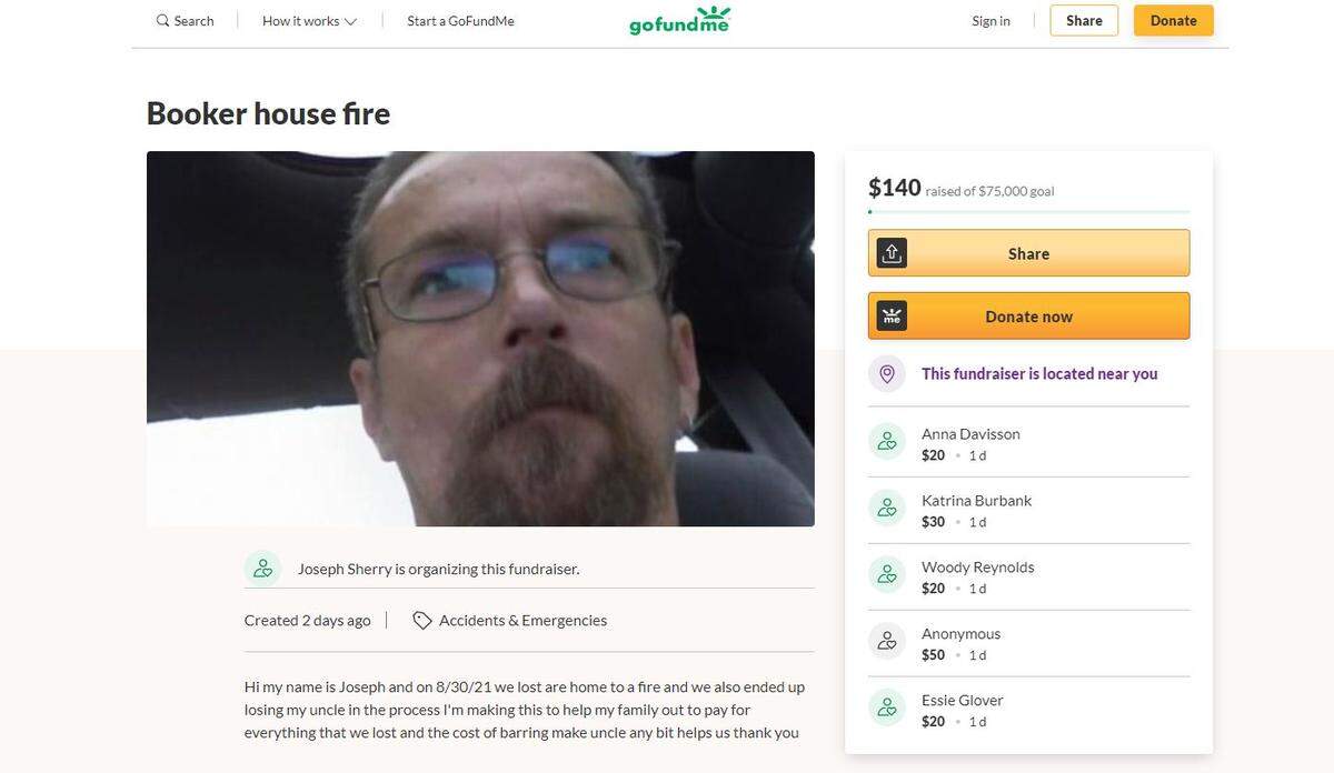 A GoFundMe has been created for the family of a man who died in a Ruppert Road fire.