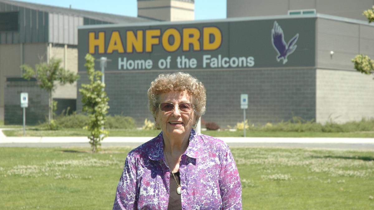 Retired assistant principal Helen Nash visits Hanford High School, where she once was in charge of student discipline.  She says, "I loved my job in education so much, I should have paid them!"