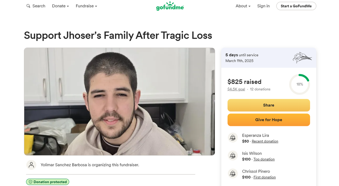 Jhoser Sanchez’s family started a GoFundMe to pay for funeral expenses after his fatal crash with an off-duty WSP trooper. 