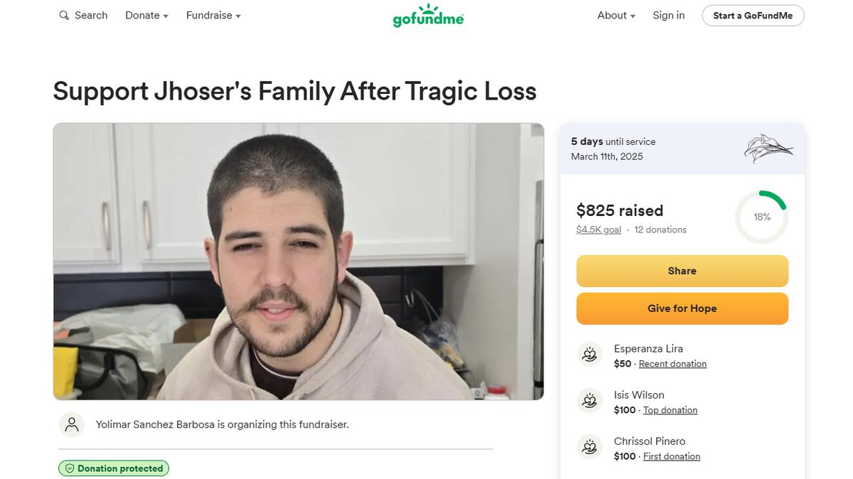 Jhoser Sanchez’s family started a GoFundMe to pay for funeral expenses after his fatal crash with an off-duty WSP trooper.