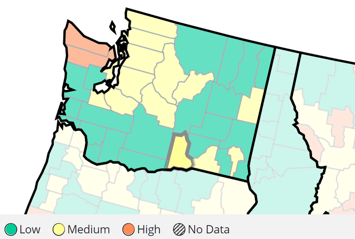 Benton County is among 16 in Washington state now rated by the Centers for Disease Control and Prevention as having medium COVID-19 community levels.