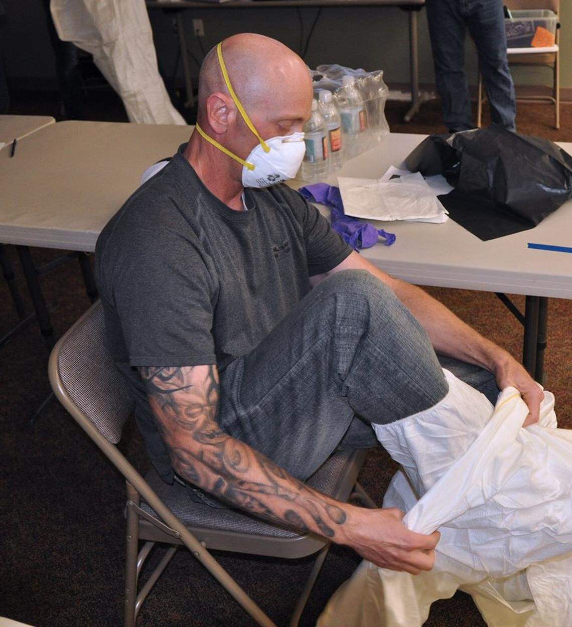 Building trades janitors with contractor CH2M Hill have been given personal protective equipment and training on workplace disinfection and sterilization consistent with Centers for Disease Control guidelines.