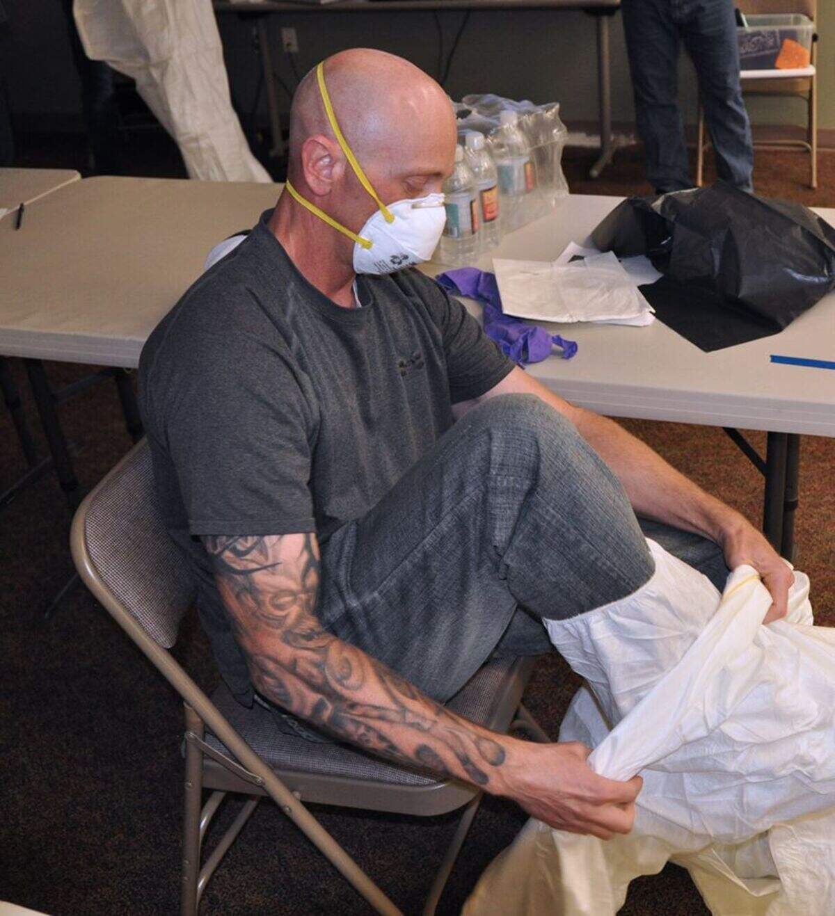 Building trades janitors with contractor CH2M Hill have been given personal protective equipment and training on workplace disinfection and sterilization consistent with Centers for Disease Control guidelines.