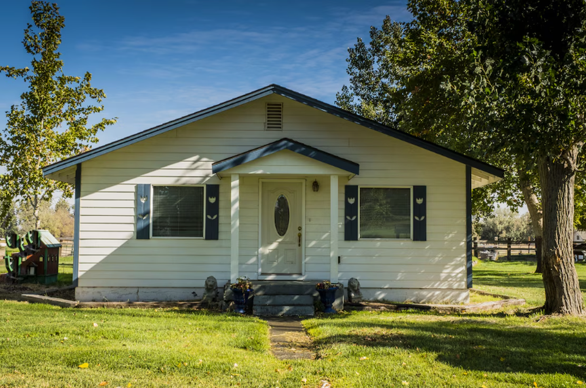 Exterior photo for the Beautiful Farmhouse in Parklike Setting Vrbo listing.