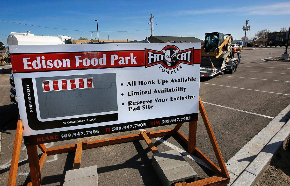 Tri-City developer Tim Bush is developing a small food truck park at North Edison and West Okanogan Place, near Kamiakin High School in Kennewick. Edison Food Park, formerly fat Cat Food Park, is being built next to another Bush project, Fat Cat Garages. The park will have space for six food trucks, with all hook ups available.