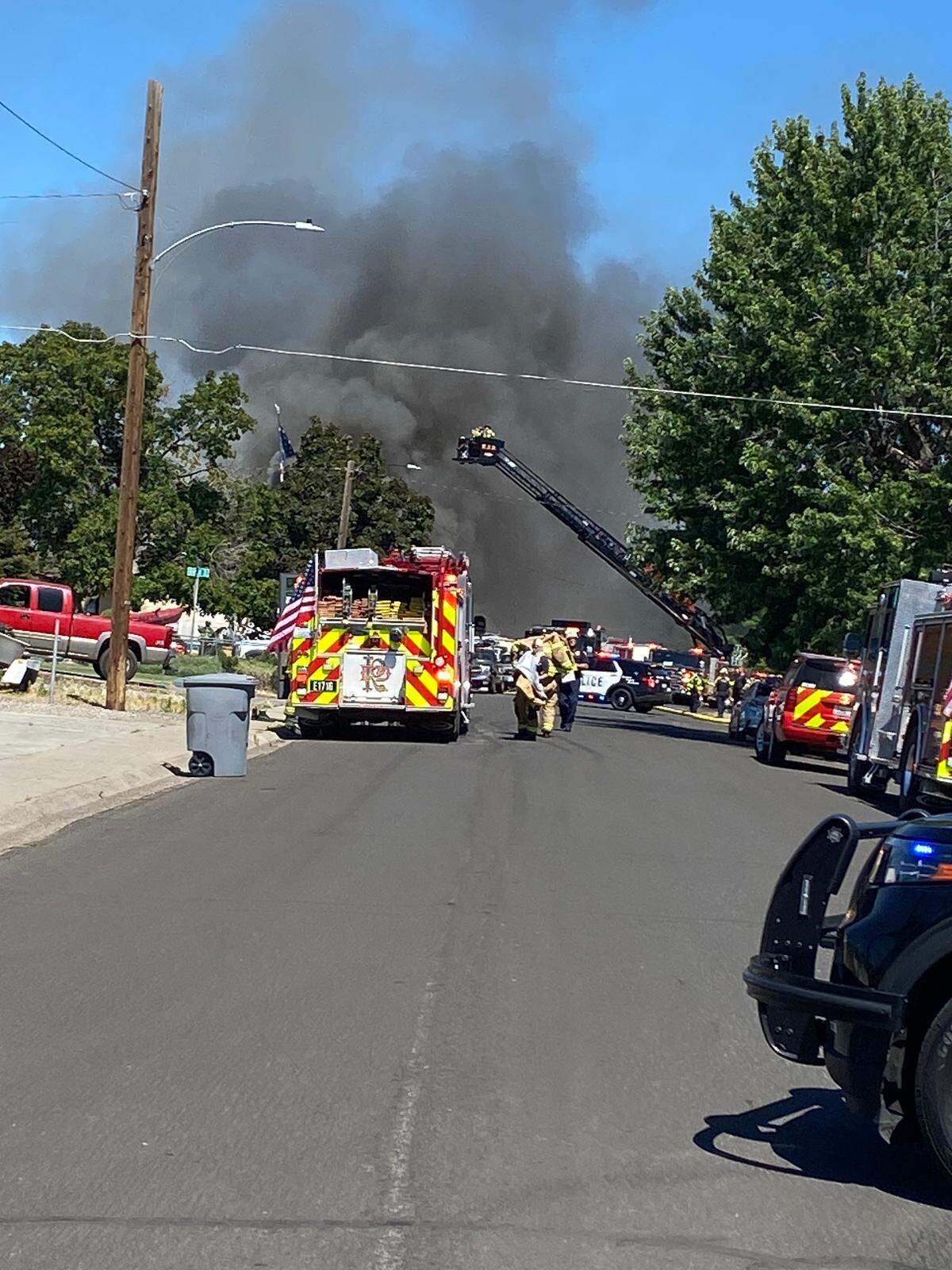 A two-alarm fire is burning at a notorious Richland “junkyard” house at 2100 Pullen St.