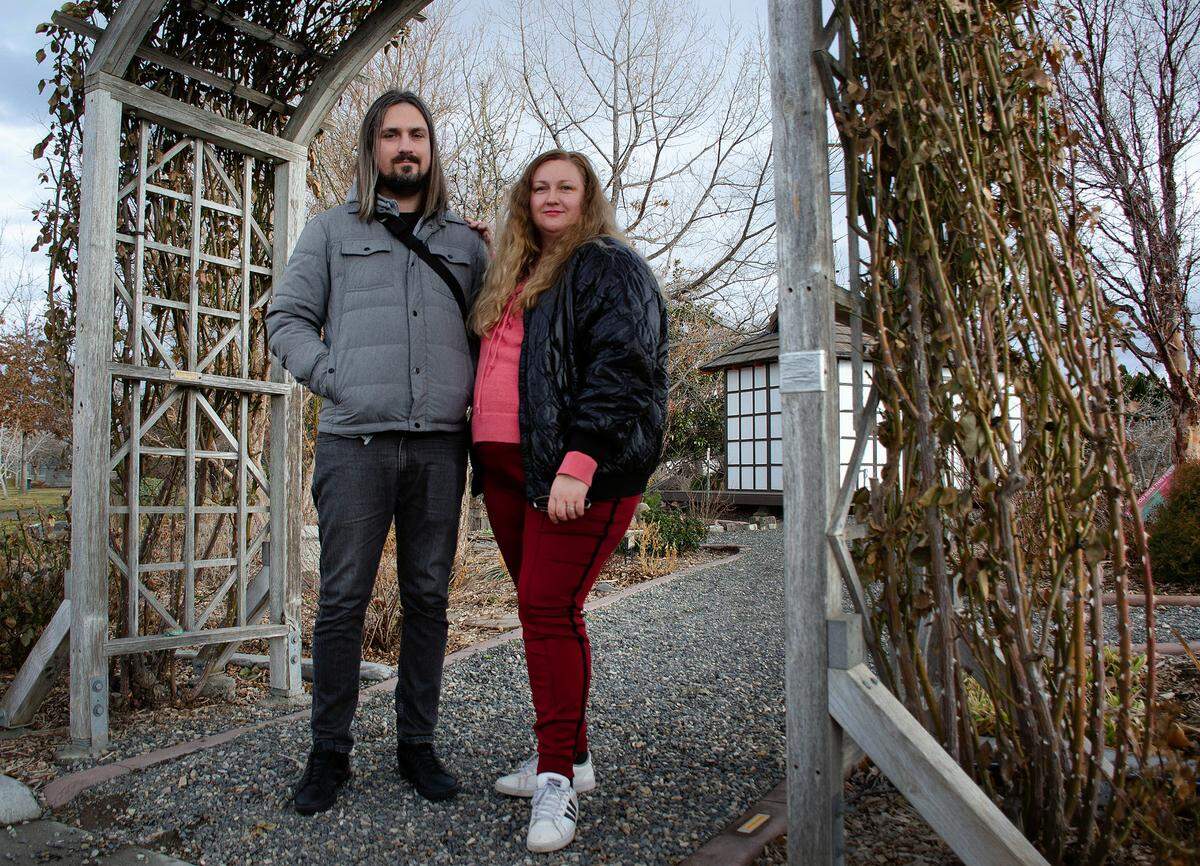 Zhenya Prishchenko, 35, of Kennewick, with his wife Stasia, 37, are among the several thousand Tri-City Ukrainians fearing for family and friends since Russia launched a large-scale invasion on the Soviet nation of 44 million.&nbsp;