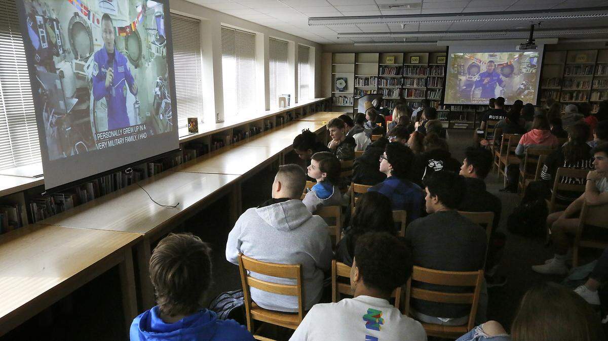 Richland High students listen to a question-and-answer session by astronaut Army Col. Andrew Morgan in a live two-way broadcast from the International Space Station Watch a video at tricityherald.com/videos