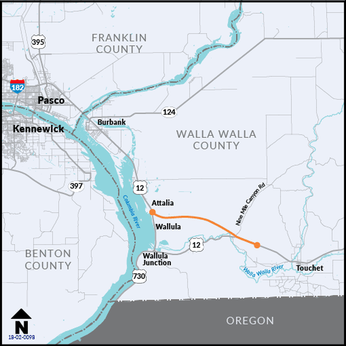 Walla Walla County has secured a $108.5 million grant from the U.S. Department of Transportation to finish converting Highway 12 to four lanes. The project began in 2003. The remaining 10-mile stretch extends from Wallula, east of Pasco, to Nine Mile Canyon Drive, east of Touchet.