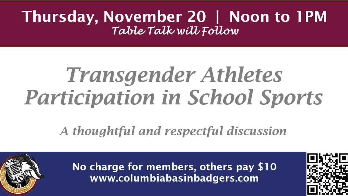 The Columbia Basin Badger Club is hosting a discussion on transgender athletes.