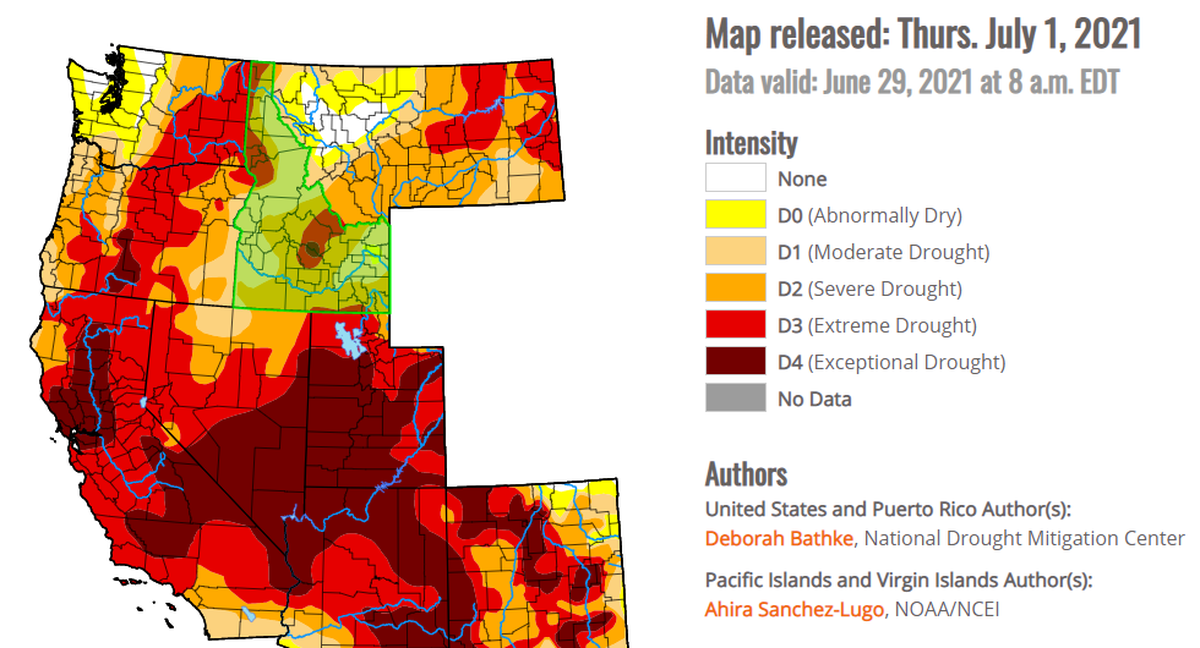 Much of Eastern Washington, including Benton and Franklin counties, are in extreme drought, according to the U.S. Drought Monitor.