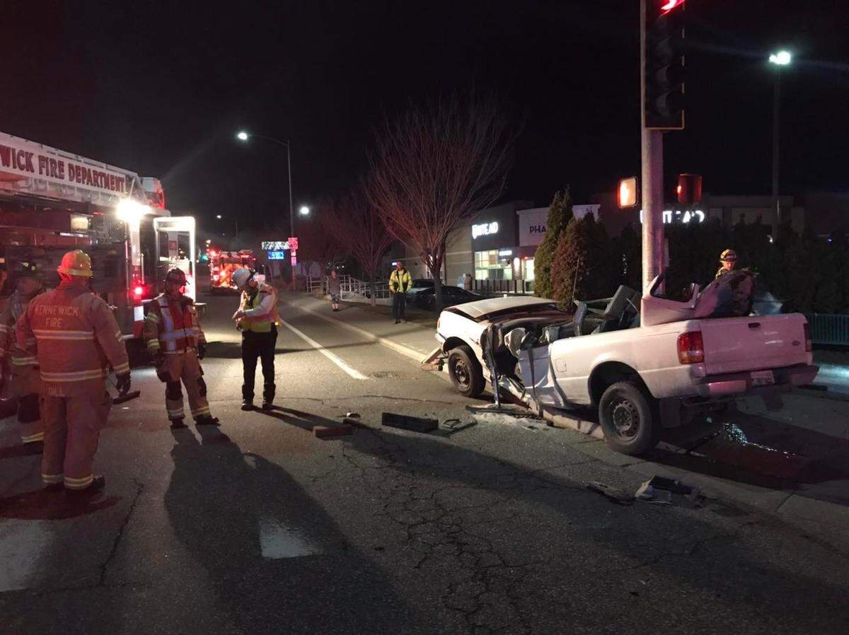 Cameron and Gage Pentland of Benton City had to be removed from their crushed pickup by emergency crews using a “jaws of life” rescue tool.