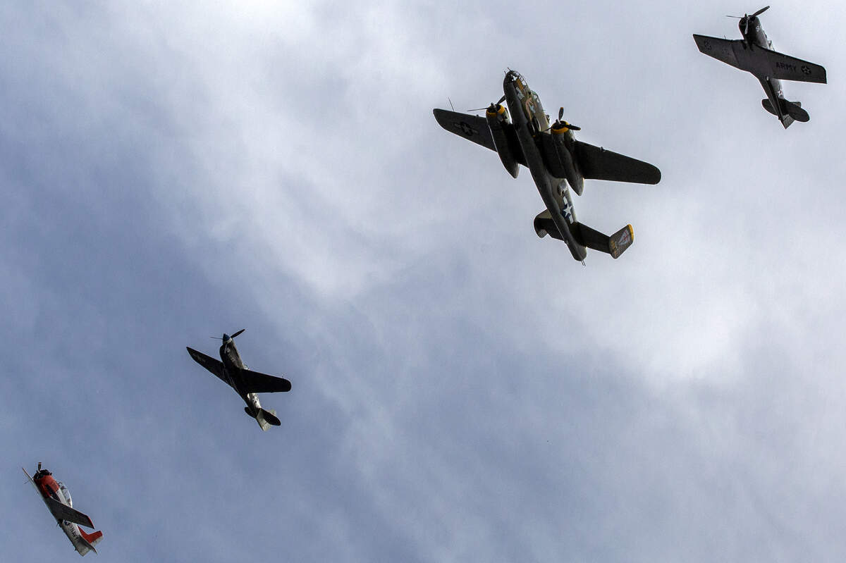 During the Atomic Frontier Day ceremony bomber planes did a flyover over the Columbia River in Richland once the family of the Day’s Pay crew gave the signal. Hanford workers donated a day’s pay during WWII to buy a B-17 Flying Fortress bomber christened Day’s Pay.