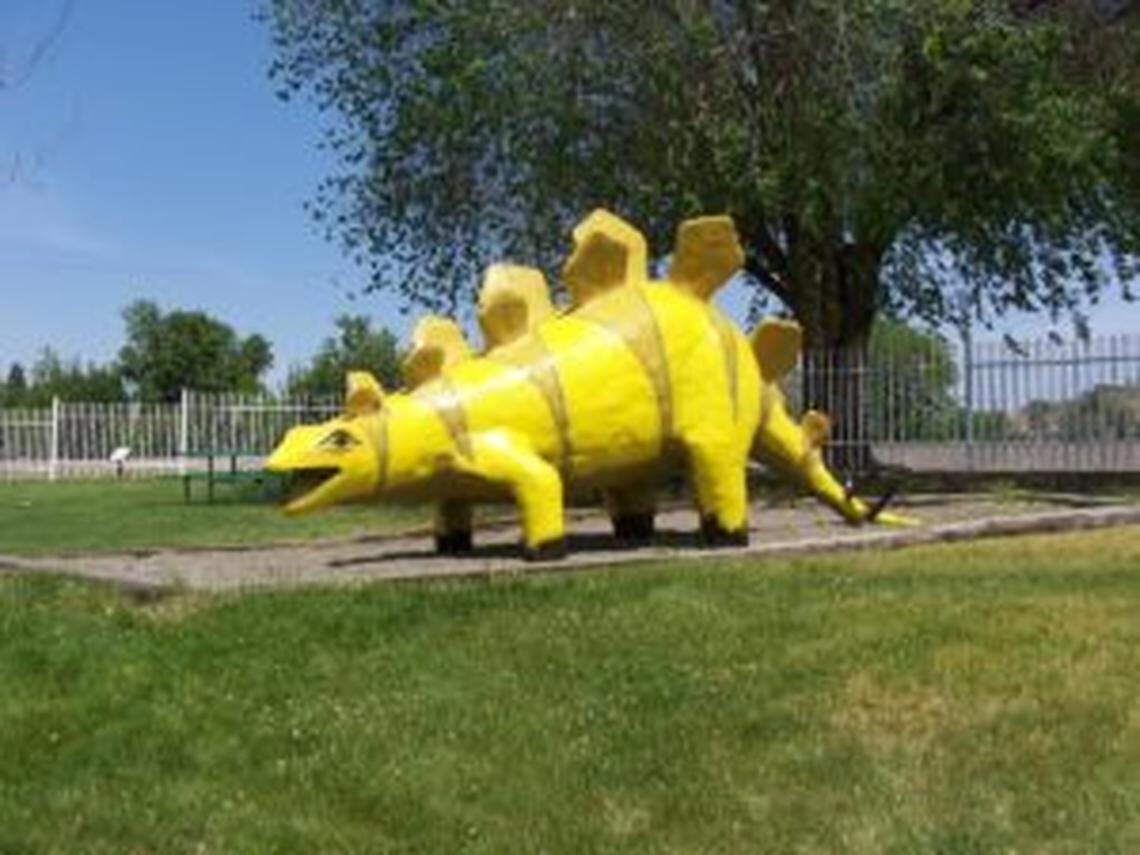 Stegosaurus is located at Granger Hisey Park where many other dinosaurs reside as well. This was a 1994 Dino-N-A-Day addition.