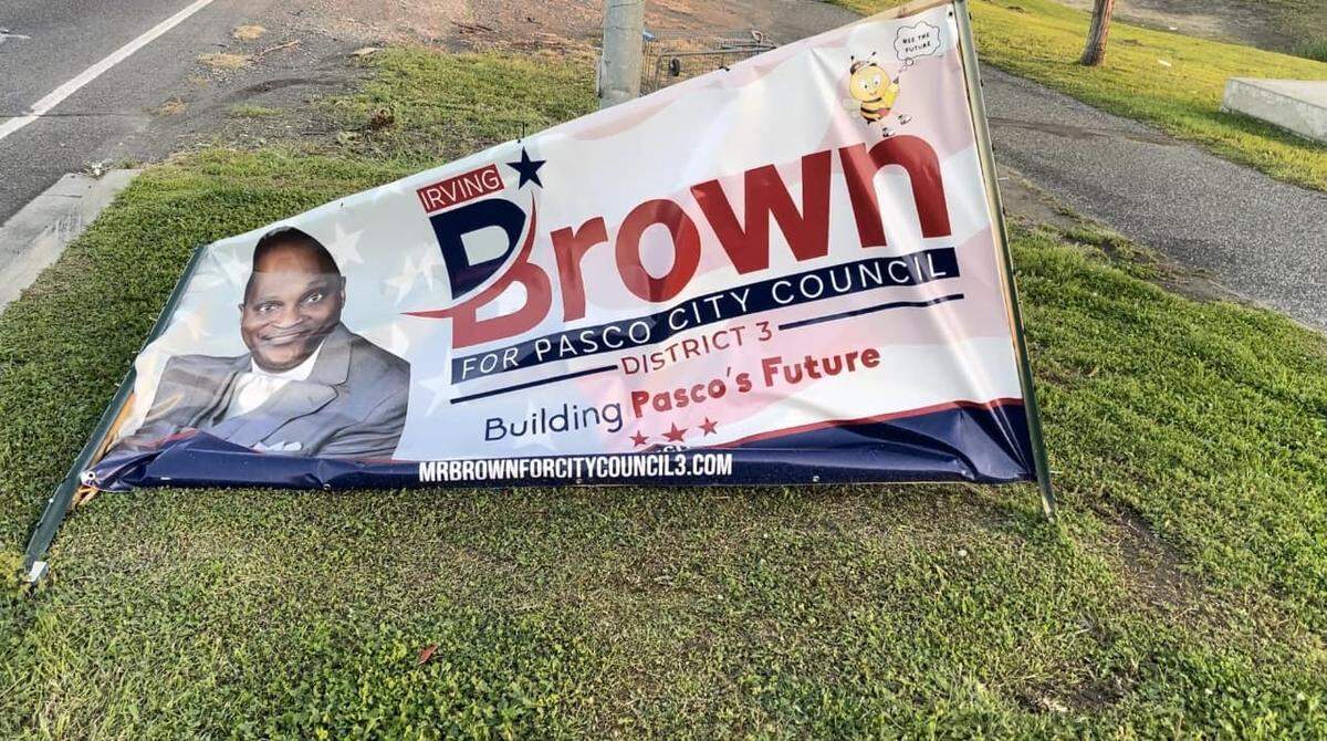 Incumbent Pasco City Councilman Irving Brown Sr. says he’s the victim of hate speech while campaigning for election this year. Brown said a racist message was left near a political sign that was vandalized. He is the only Black candidate running for Pasco council.