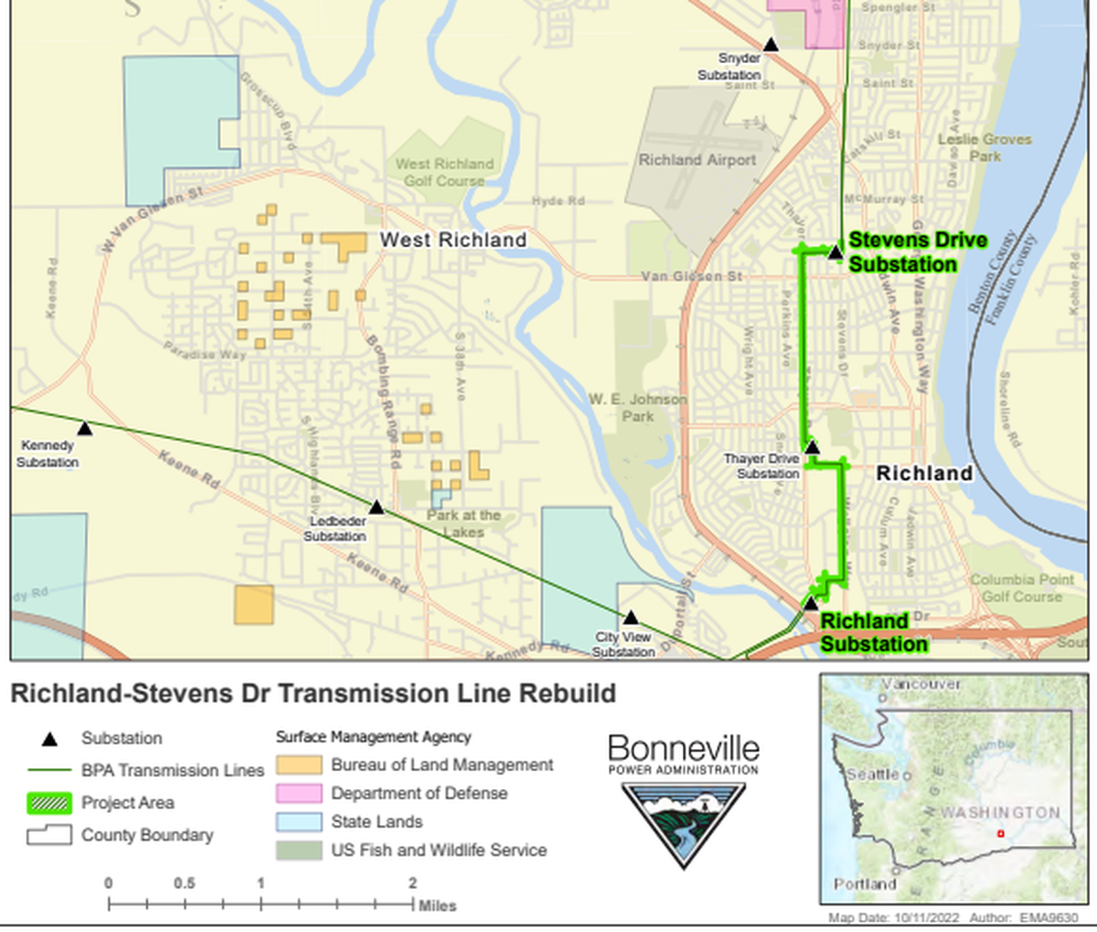A Richland transmission line blamed for power outages would be upgraded in a proposed Bonneville Power Administration project.