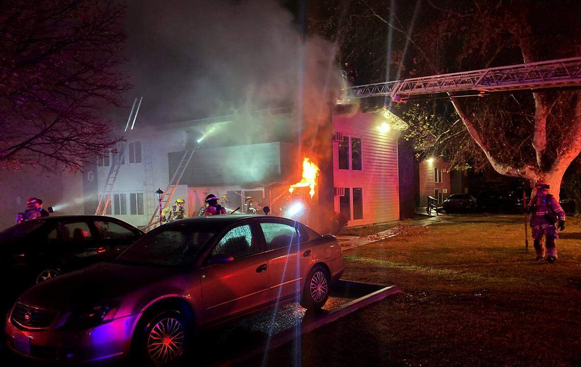 The Kennewick Fire Department battled a structure fire at the Lakeside Apartments complex near Edison Street and West Clearwater Avenue.