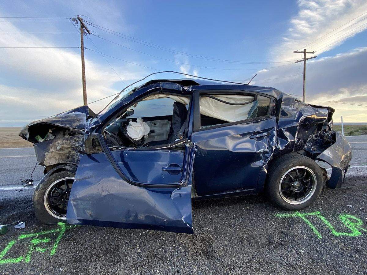 A Silverado pickup pulled into the path of a Nissan sedan Monday, the Washington State Patrol said.