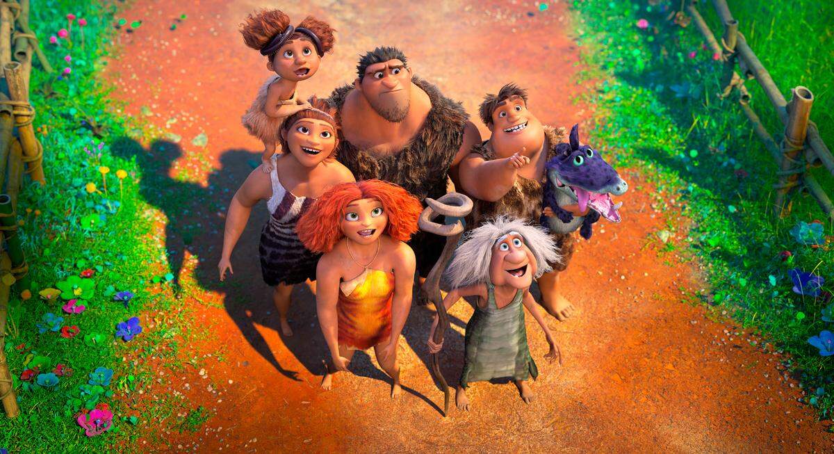 This image released by DreamWorks shows a scene from the animated film “The Croods: A New Age.”