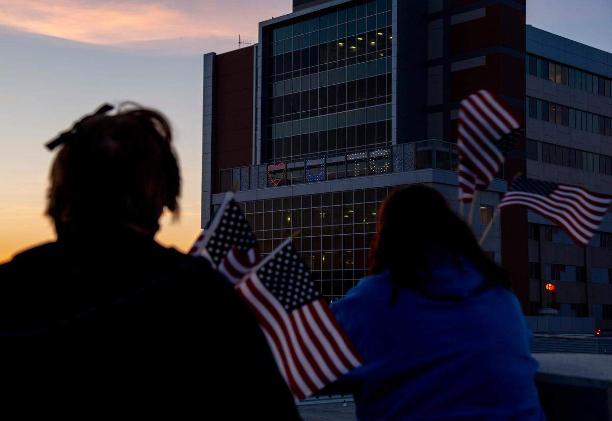 Community members gathered in April 2020 at Kadlec Regional Medical Center in Richland to wave at healthcare workers and thank them for all that they’ve done for the community during the pandemic.