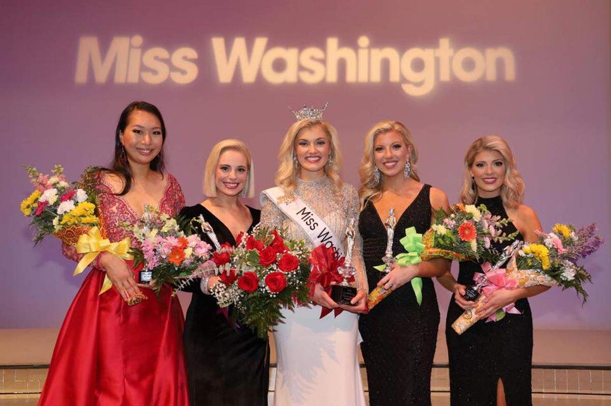 Miss Tri-Cities Reagan Rebstock, second from right, was named second runner-up in the Miss Washington 2019 competition held last week. Miss Clark County Abbie Kondell, center, took home the crown.