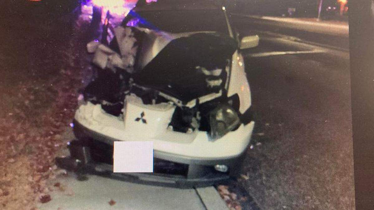 Kennewick police say the driver of this crashed car ran away, leaving injured family members behind on Thanksgiving night.