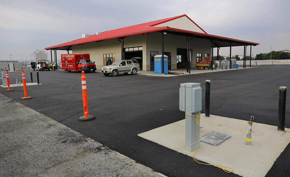 The $1.6 million Summer’s Hub Food Truck Plaza at 6120 Burden Blvd., near Gesa Stadium in Pasco, is nearing the finish line for completion. 