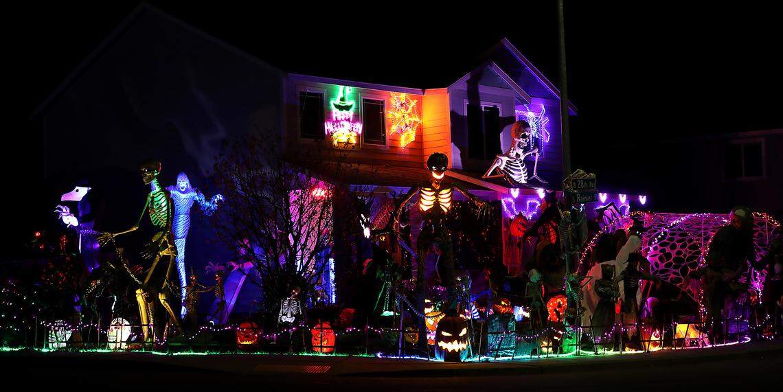 Katie and Micheal Osborn’s house, on the corner of West 28th Avenue and South Rainier Place in Kennewick, is heavily decorated for Halloween.