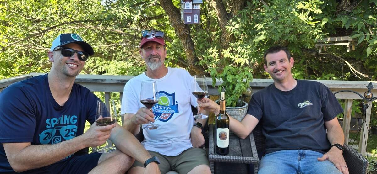 Eric Hoppe, winemaker, and his sons, Ben and Matt, last year on Father’s Day