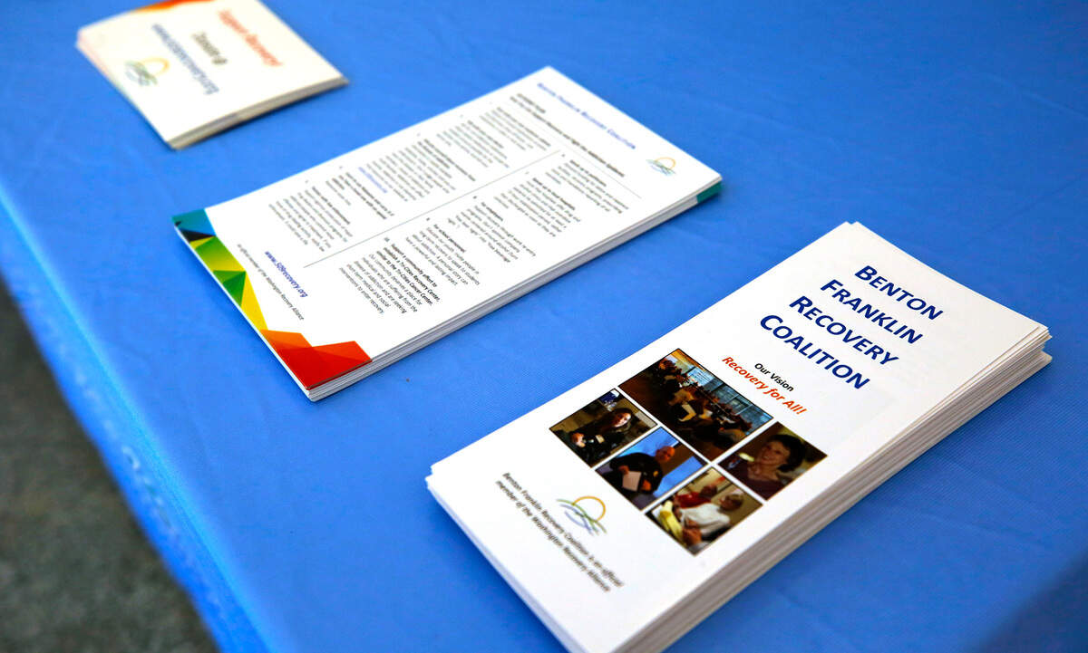 Informational printouts about the Benton Franklin Recovery Coalition group was available at the groundbreaking ceremony for the Columbia Valley Center for Recovery.