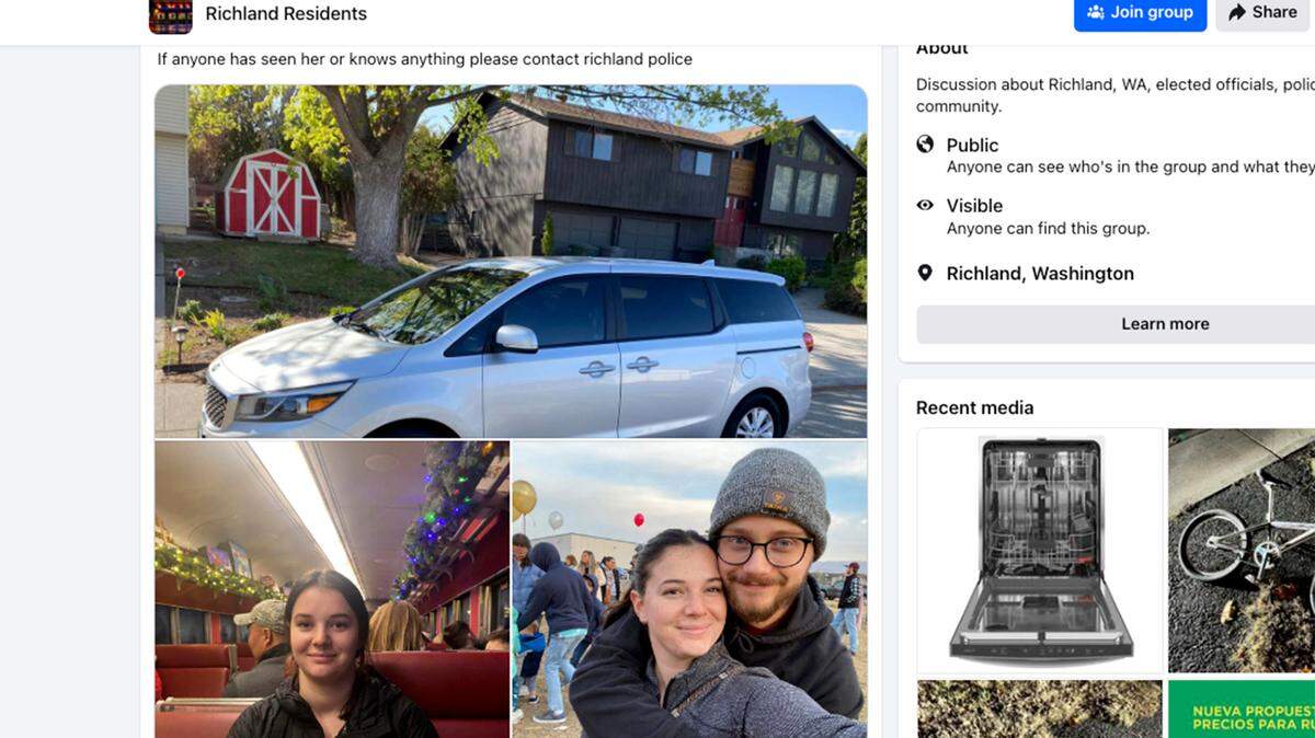 The Richland Redidents Facebook site posted this information about the missing Richland woman Cassandra Hansen