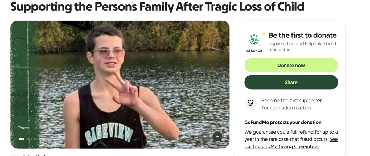 A GoFundMe campaign was organized by Julee Heslop after Dallin Persons died in a collision at a Pasco intersection.