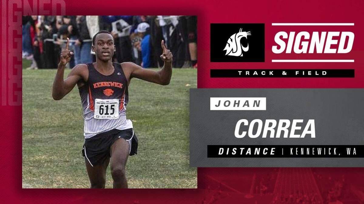 Kennewick High grad Johan Correa, currently at Spokane Community College, signed last week with WSU to run cross country and track for the Cougars.