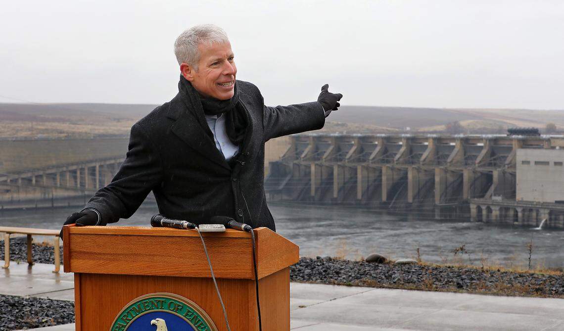 U.S. Secretary of Energy Chris Wright expresses the administration's support for the hydroelectric power generated by the Lower Snake River Dams during a December 2025 visit to the Ice Harbor Dam in Walla Walla County.