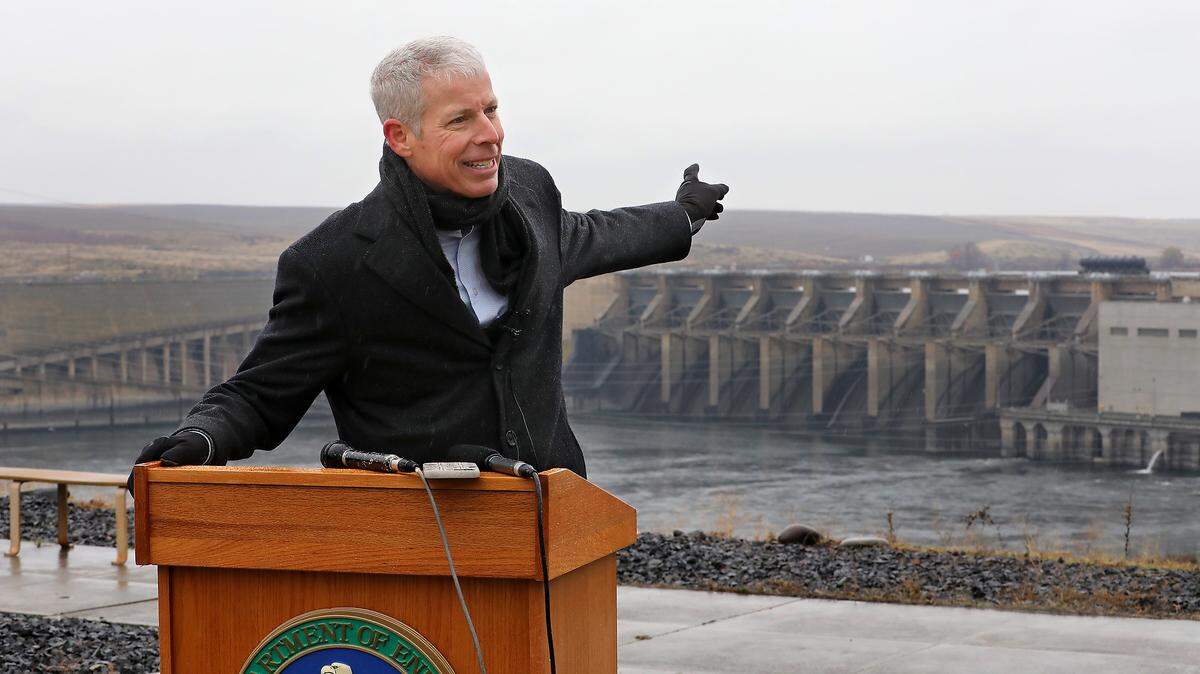 U.S. Secretary of Energy Chris Wright expresses the administration's support for the hydroelectric power generated by the Lower Snake River Dams Thursday during a visit to the Ice Harbor Dam in Walla Walla County.