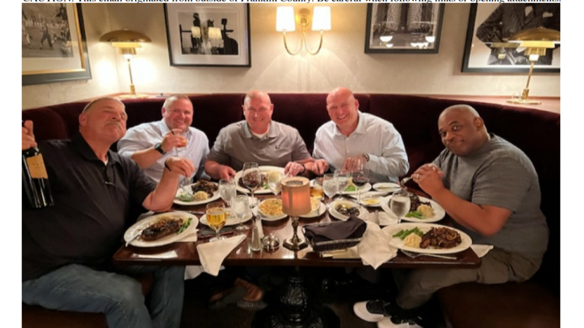 Franklin County Sheriff Jim Raymond sent this photo to the county auditor’s office during a dispute over an alleged per diem overcharge.