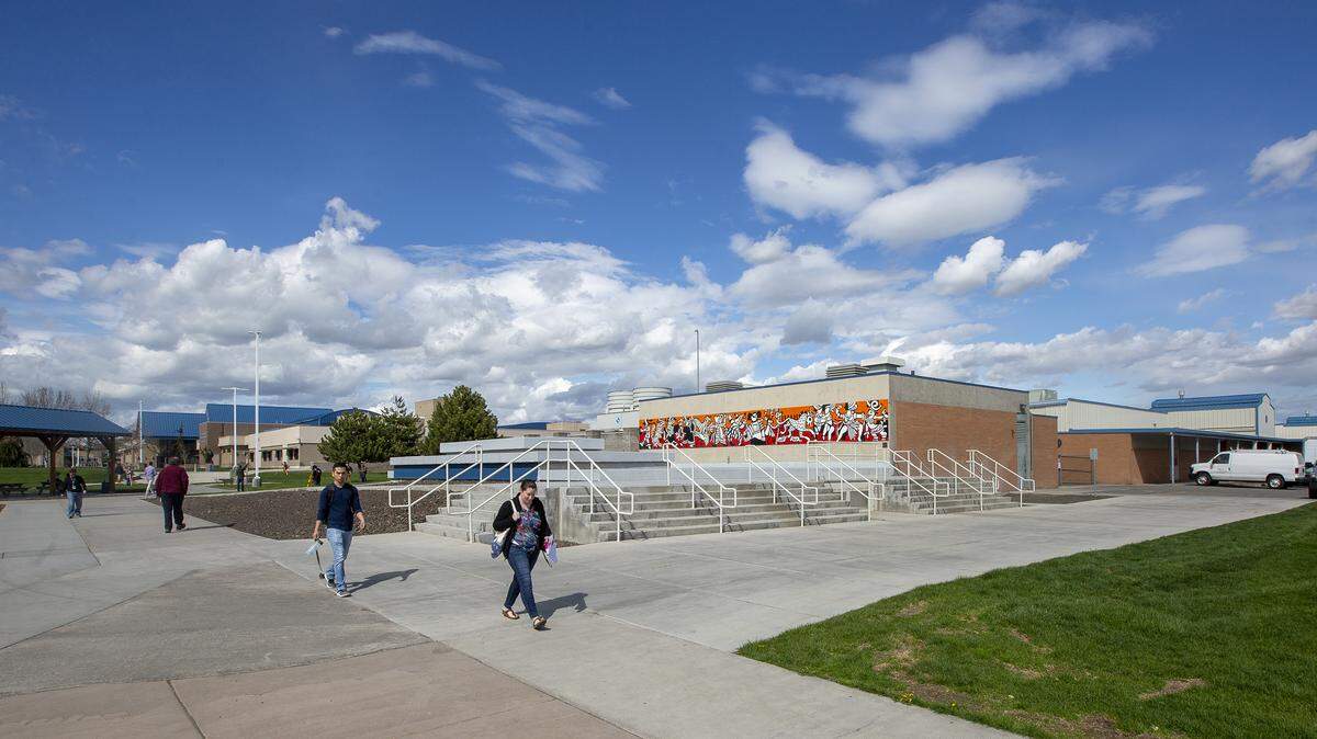 A mural gathering area at Columbia Basin Collegethe space north of the A building is a designated place that non college groups can use for “First Amendment activities,” according to state codes.

