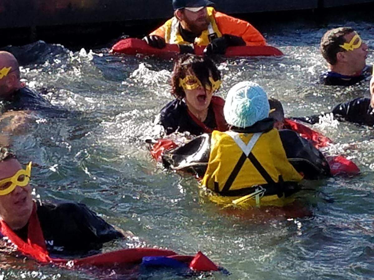 Hundreds jumped into the Columbia River at Richland’s Columbia Point Marina Park on Saturday for the annual fundraiser for the Special Olympics of Washington. They had raised $120,000 in pledges by Saturday.