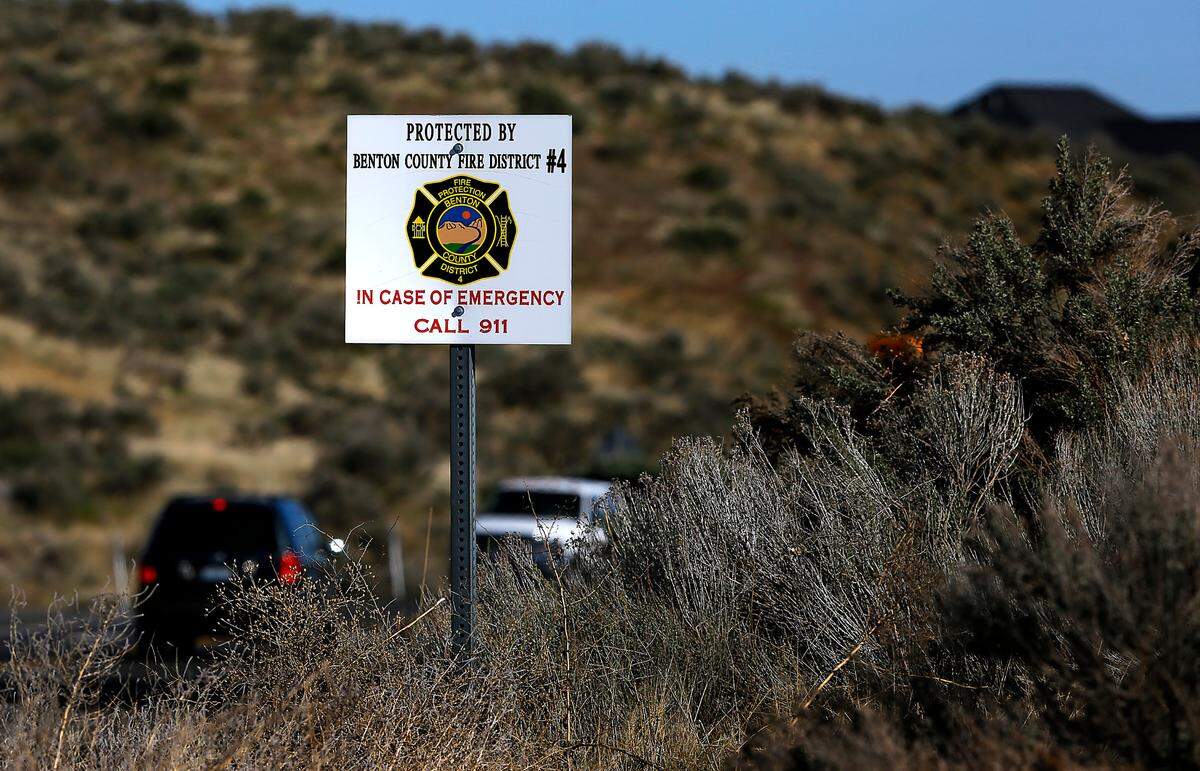 A sign posted on Dallas Road near the city limits of West Richland informs motorists they are entering the area served by Benton County Fire District #4.