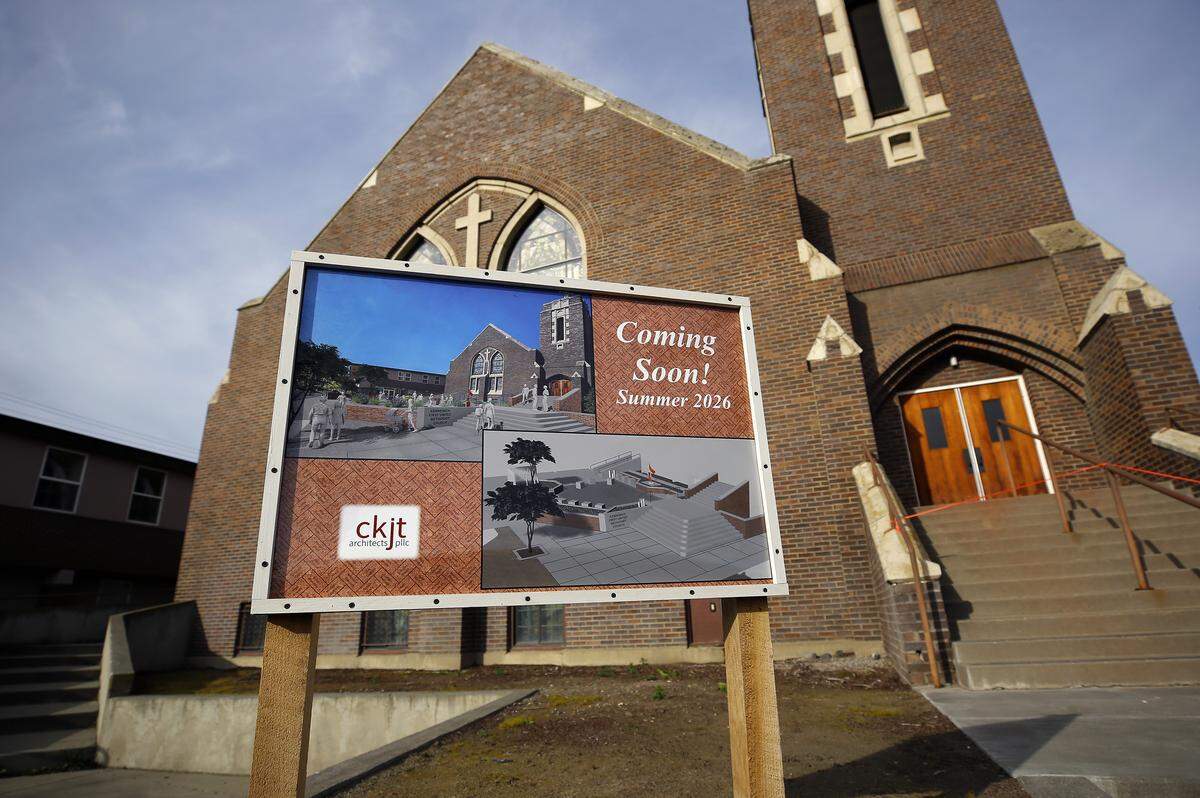 A sign for a new outdoor construction project has been placed at the Kennewick First United Methodist Church at 421 W. Kennewick Ave.