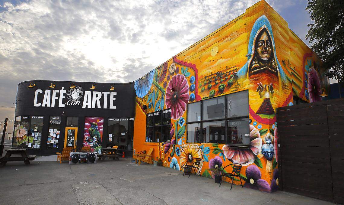 Artist Mario DeLeon painted a mural at Café con Arte at 430 W. Columbia St. in downtown Pasco.