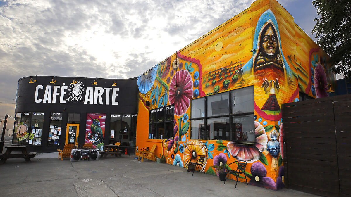 Artist Mario DeLeon painted a mural at Café con Arte at 430 W. Columbia St. in downtown Pasco.