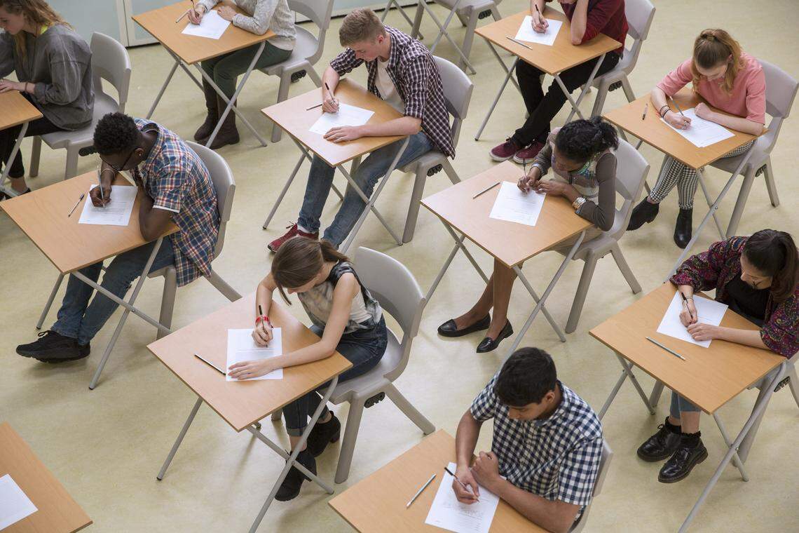 Students taking a test.