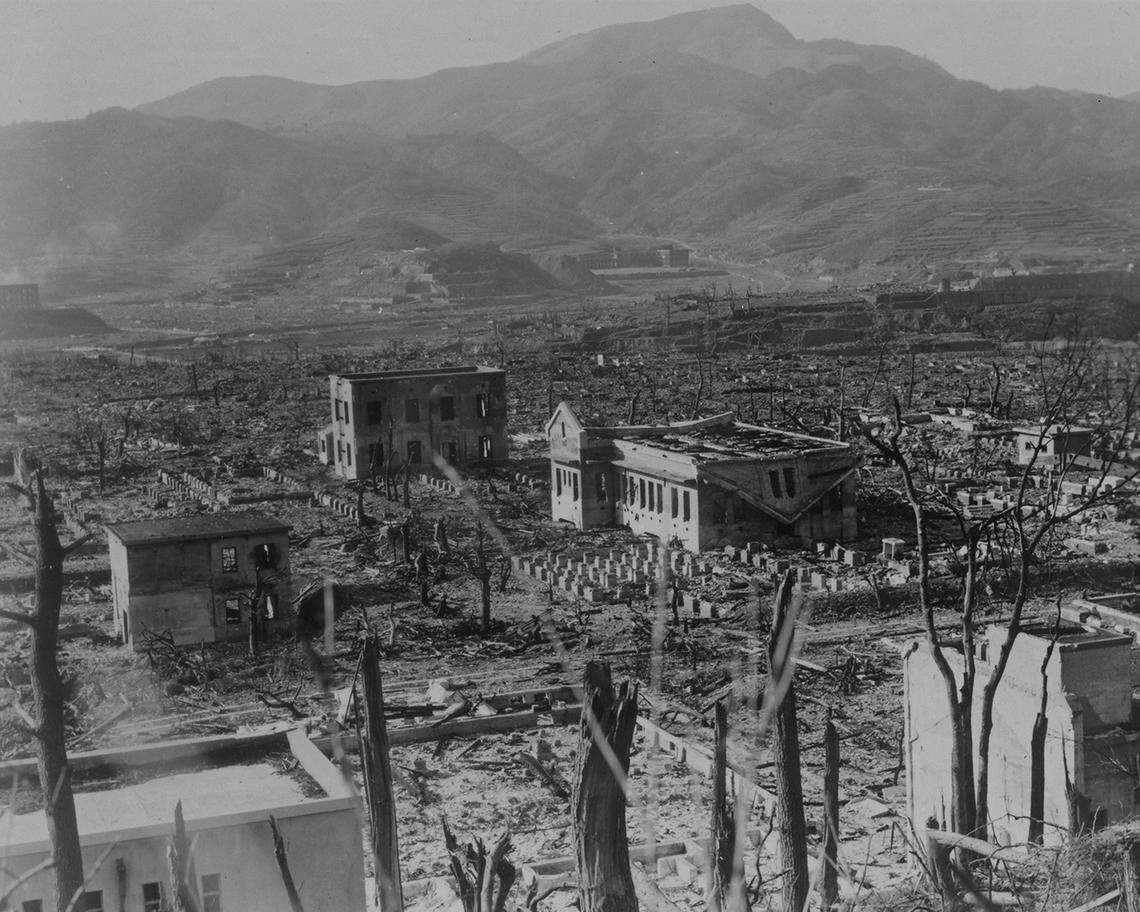 Nagasaki, Japan, after the atomic bomb detonation is shown in a declassifed photo taken March 17, 1948.